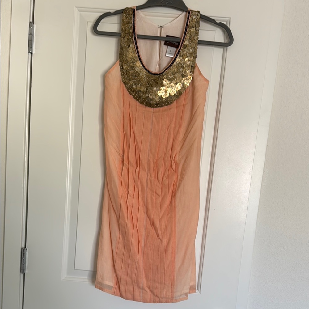 Gold and Peach Sequin Dress